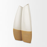 Vania Large Off White w/ Tan Textured Ceramic Vase from Mercana - Luna Furniture