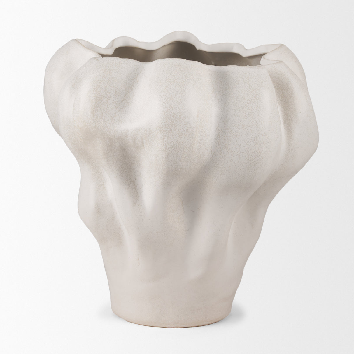 Vanna Sculptural Cream Glazed Ceramic Vase from Mercana - Luna Furniture
