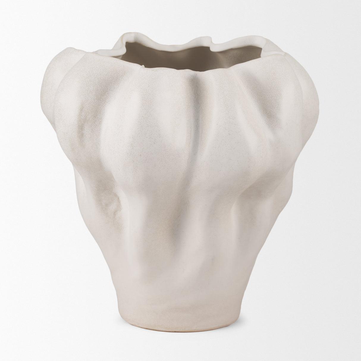 Vanna Sculptural Cream Glazed Ceramic Vase from Mercana - Luna Furniture