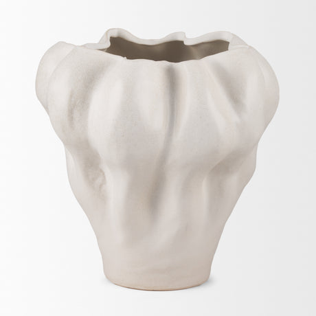 Vanna Sculptural Cream Glazed Ceramic Vase from Mercana - Luna Furniture