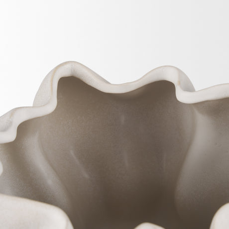 Vanna Sculptural Cream Glazed Ceramic Vase from Mercana - Luna Furniture