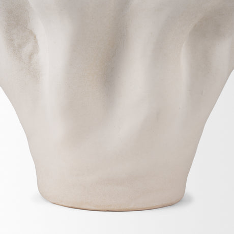 Vanna Sculptural Cream Glazed Ceramic Vase from Mercana - Luna Furniture