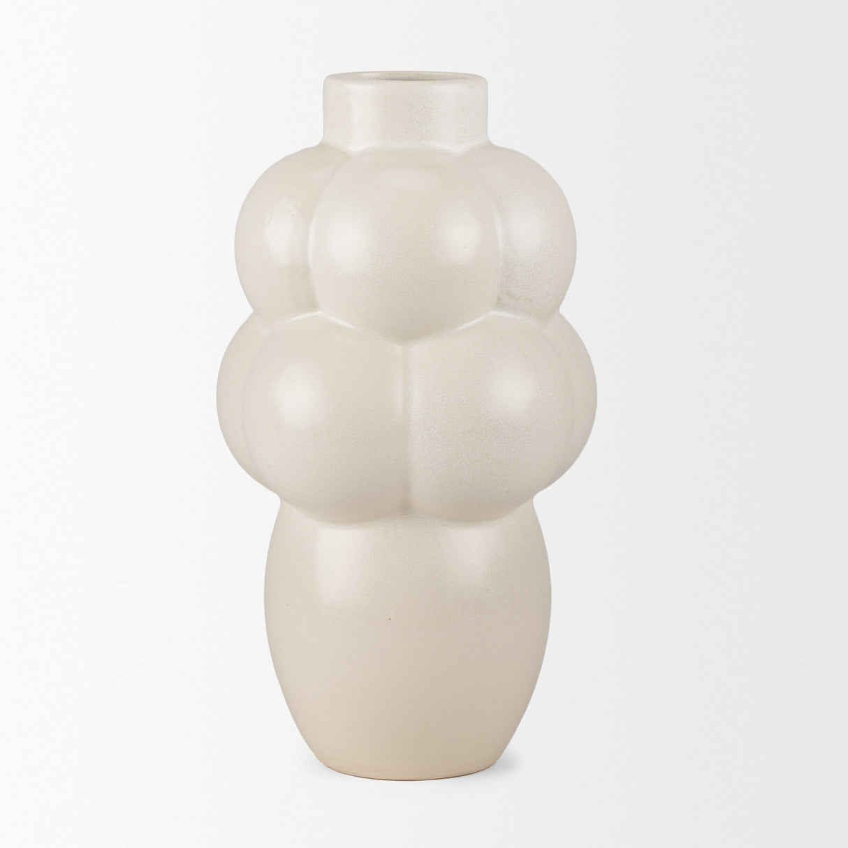 Ulvi Cream Glazed Bubble Ceramic Vase from Mercana - Luna Furniture