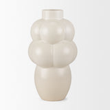 Ulvi Cream Glazed Bubble Ceramic Vase from Mercana - Luna Furniture