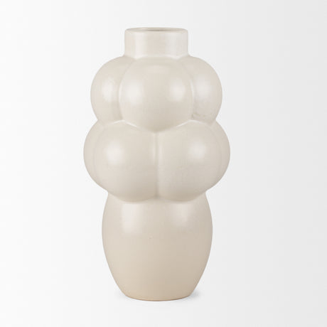 Ulvi Cream Glazed Bubble Ceramic Vase from Mercana - Luna Furniture