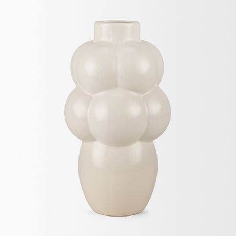 Ulvi Cream Glazed Bubble Ceramic Vase from Mercana - Luna Furniture