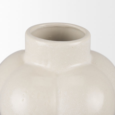 Ulvi Cream Glazed Bubble Ceramic Vase from Mercana - Luna Furniture