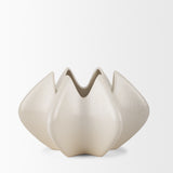 Ulrich Sculptural Cream Glazed Ceramic Vase from Mercana - Luna Furniture