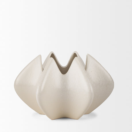 Ulrich Sculptural Cream Glazed Ceramic Vase from Mercana - Luna Furniture