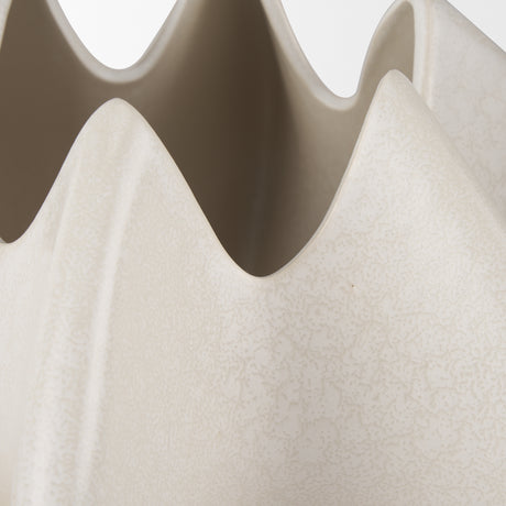 Ulrich Sculptural Cream Glazed Ceramic Vase from Mercana - Luna Furniture