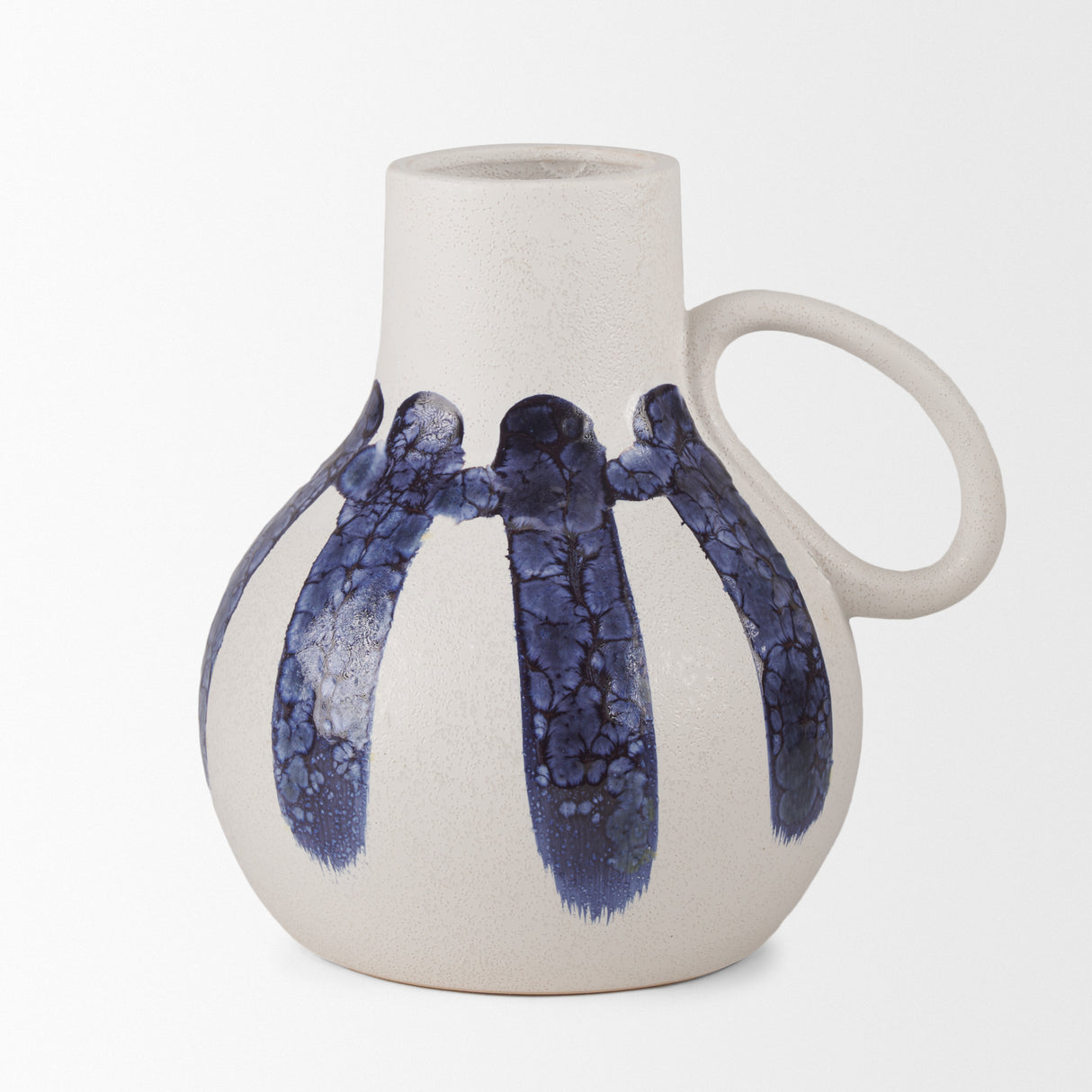 Truett White w/ Blue Stripes Ceramic Jug Vase from Mercana - Luna Furniture