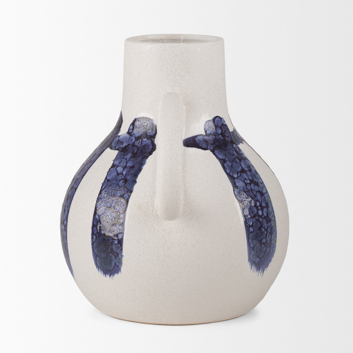 Truett White w/ Blue Stripes Ceramic Jug Vase from Mercana - Luna Furniture