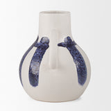 Truett White w/ Blue Stripes Ceramic Jug Vase from Mercana - Luna Furniture