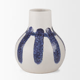 Truett White w/ Blue Stripes Ceramic Jug Vase from Mercana - Luna Furniture