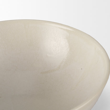Tyren Cream Glazed Decorative Round Ceramic Bowl from Mercana - Luna Furniture