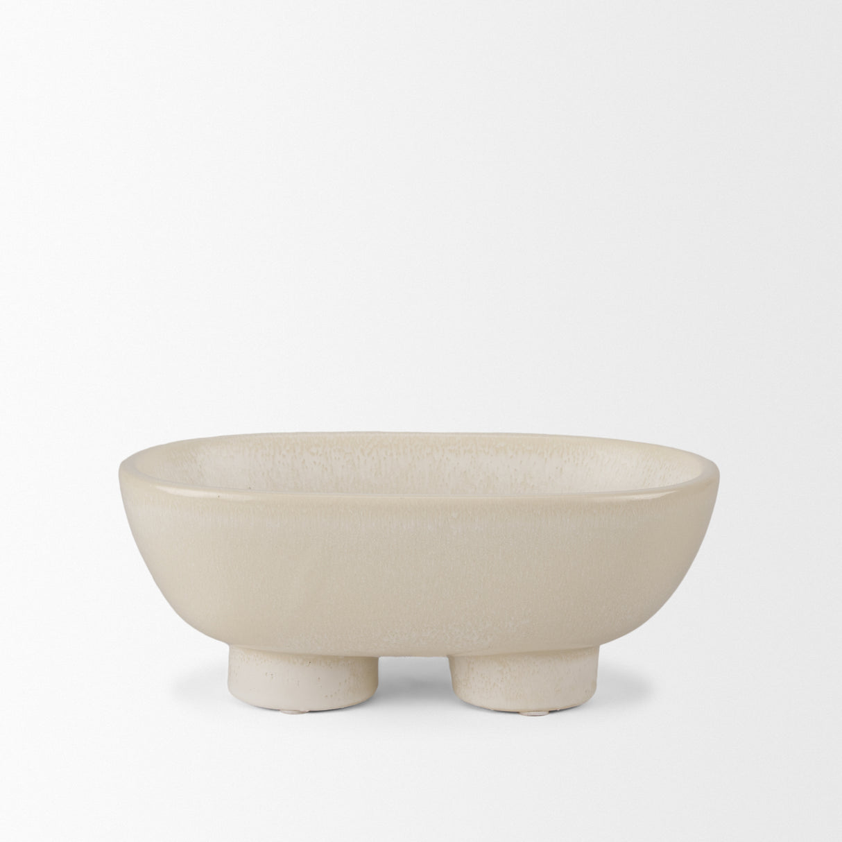 Tyren Cream Glazed Decorative Oblong Ceramic Bowl from Mercana - Luna Furniture
