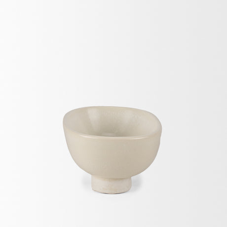 Tyren Cream Glazed Decorative Oblong Ceramic Bowl from Mercana - Luna Furniture