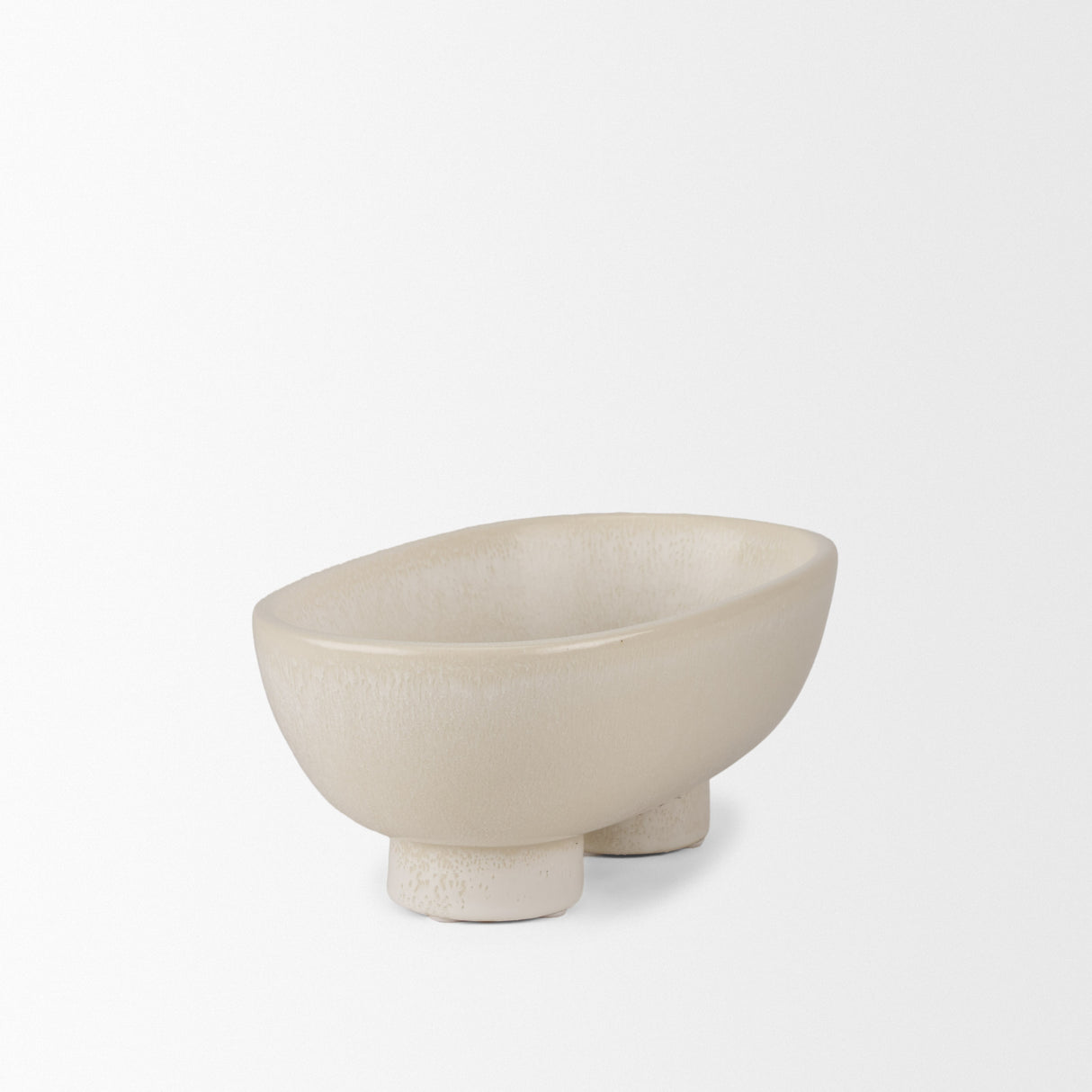 Tyren Cream Glazed Decorative Oblong Ceramic Bowl from Mercana - Luna Furniture