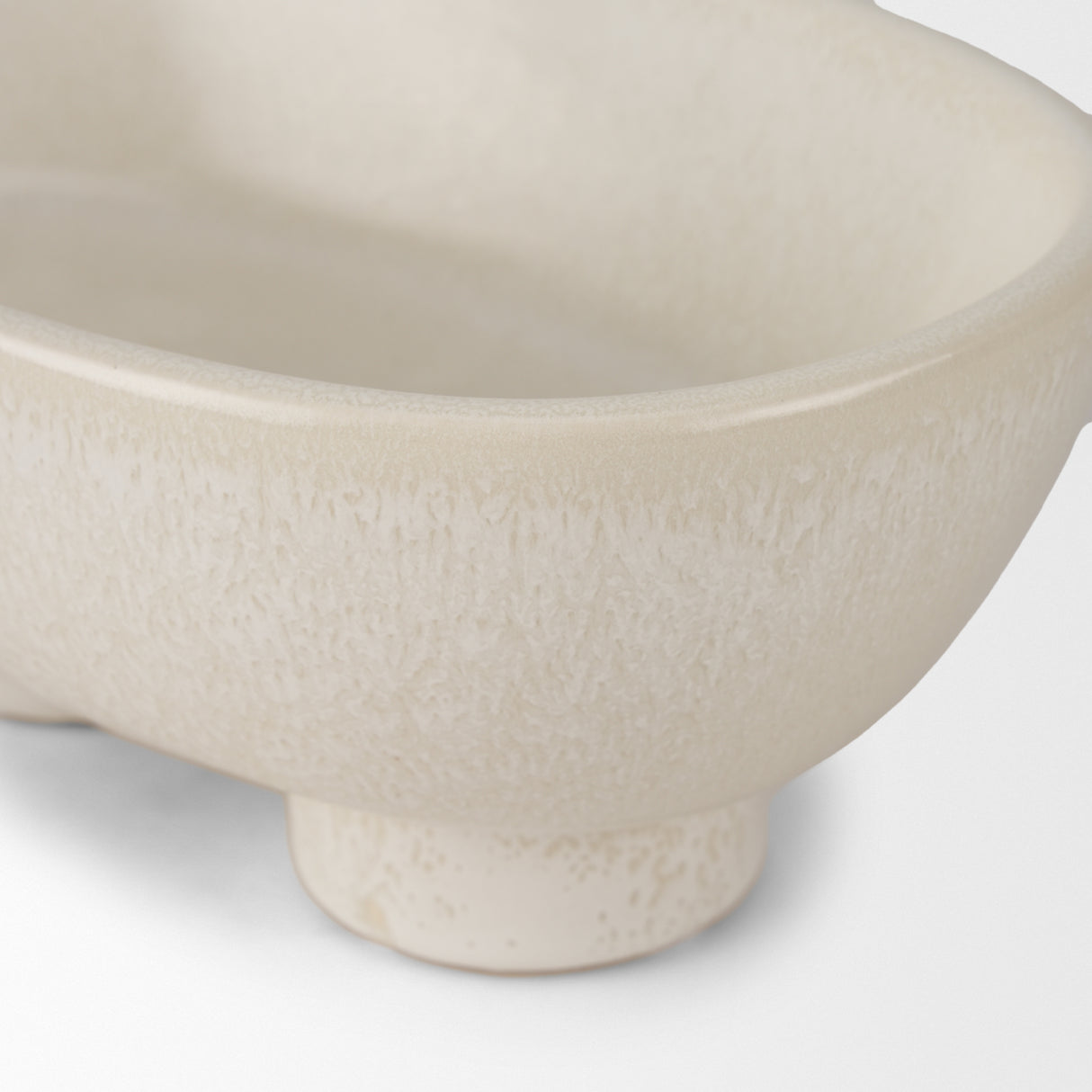 Tyren Cream Glazed Decorative Oblong Ceramic Bowl from Mercana - Luna Furniture