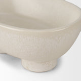 Tyren Cream Glazed Decorative Oblong Ceramic Bowl from Mercana - Luna Furniture