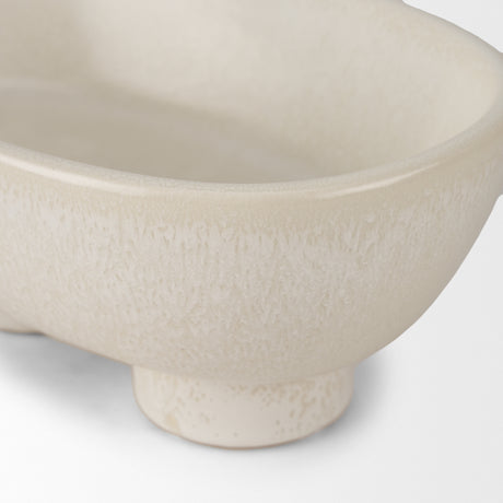 Tyren Cream Glazed Decorative Oblong Ceramic Bowl from Mercana - Luna Furniture