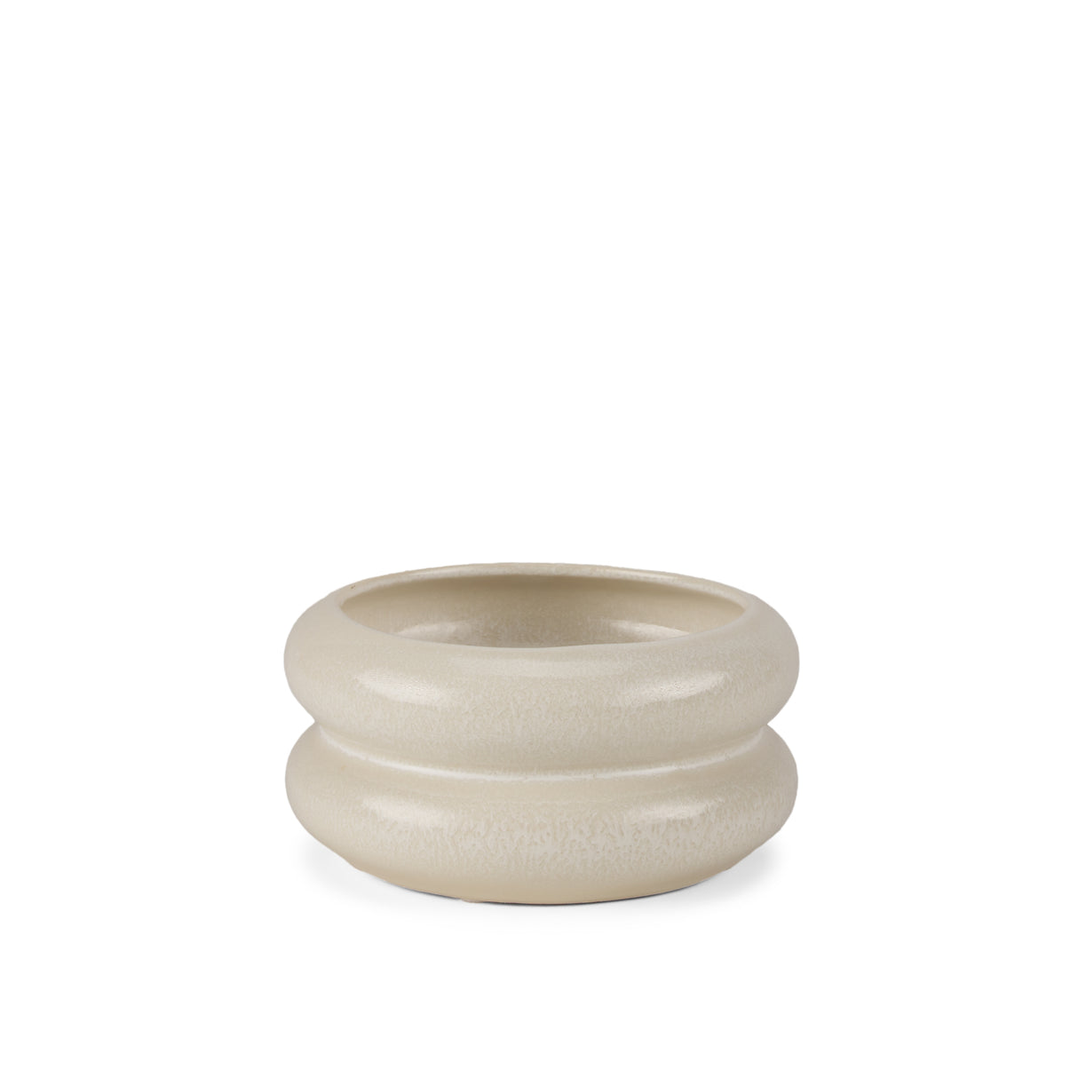 Twyla Short Cream Glazed Ring Pot from Mercana - Luna Furniture