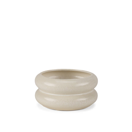 Twyla Short Cream Glazed Ring Pot from Mercana - Luna Furniture