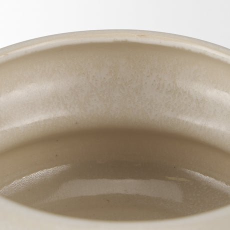 Twyla Short Cream Glazed Ring Pot from Mercana - Luna Furniture