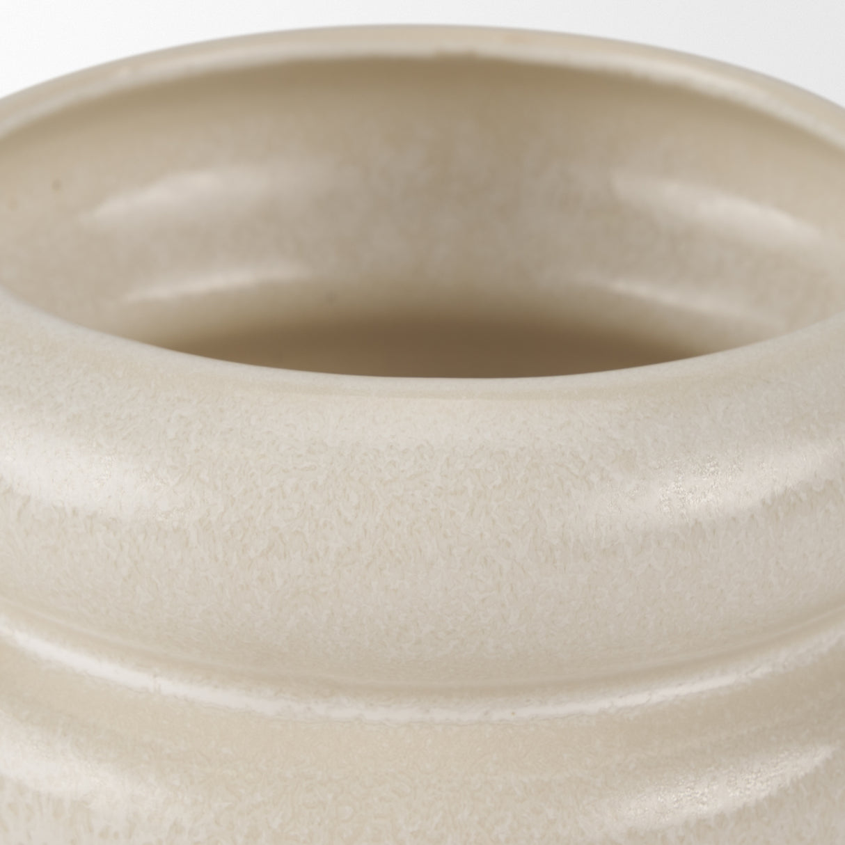 Twyla Short Cream Glazed Ring Pot from Mercana - Luna Furniture