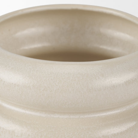 Twyla Short Cream Glazed Ring Pot from Mercana - Luna Furniture