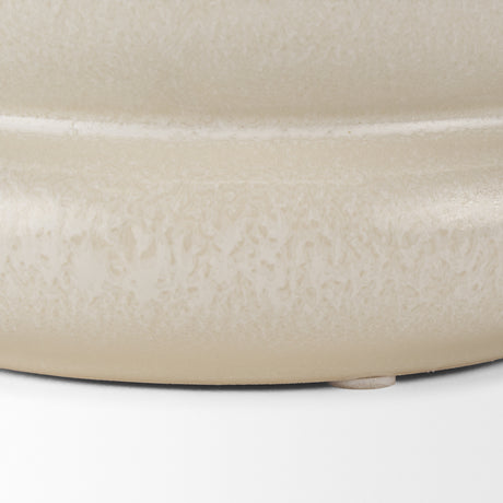 Twyla Short Cream Glazed Ring Pot from Mercana - Luna Furniture