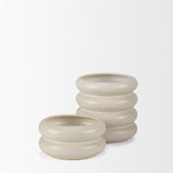 Twyla Short Cream Glazed Ring Pot from Mercana - Luna Furniture