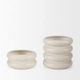 Twyla Short Cream Glazed Ring Pot from Mercana - Luna Furniture