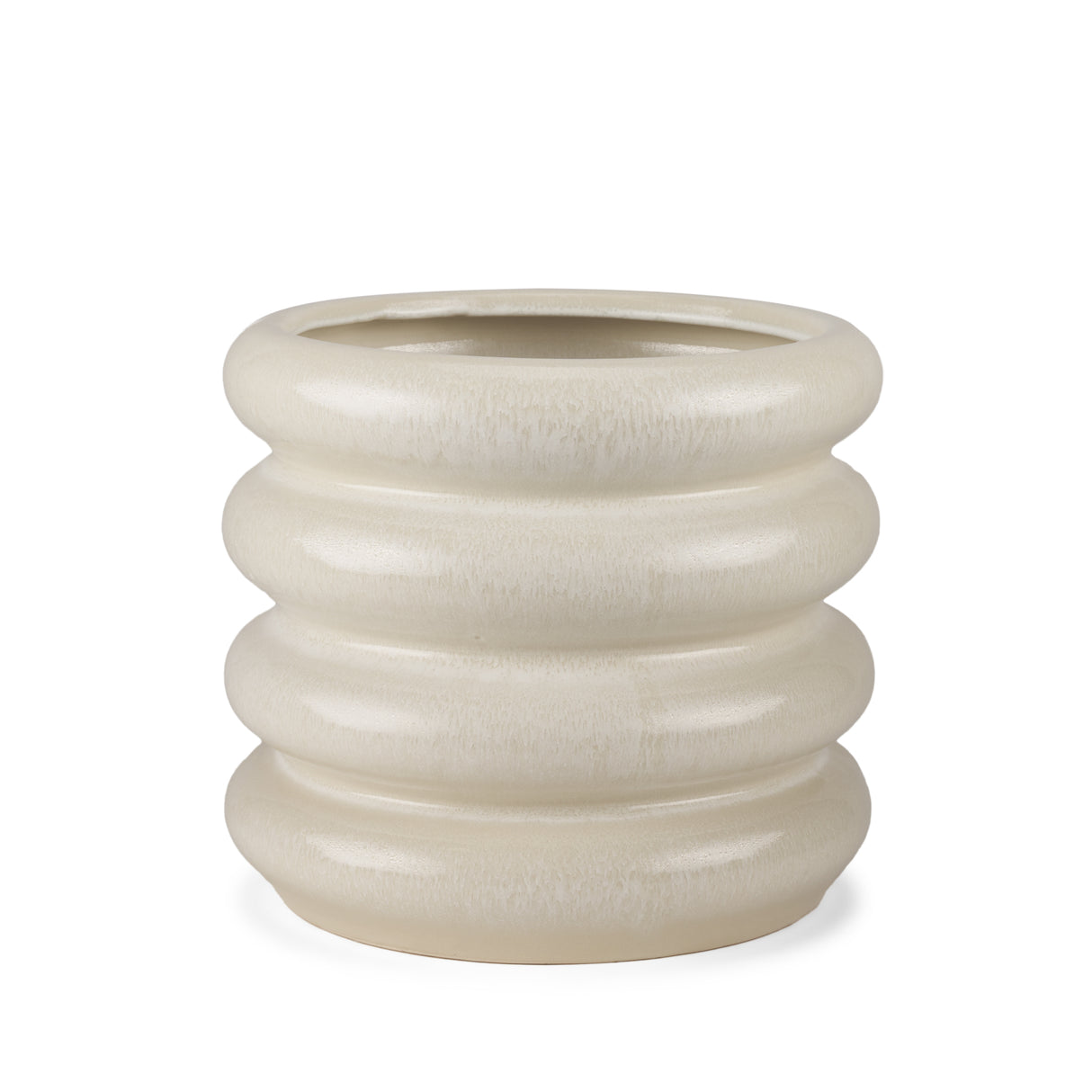 Twyla Short Cream Glazed Floor Vase from Mercana - Luna Furniture