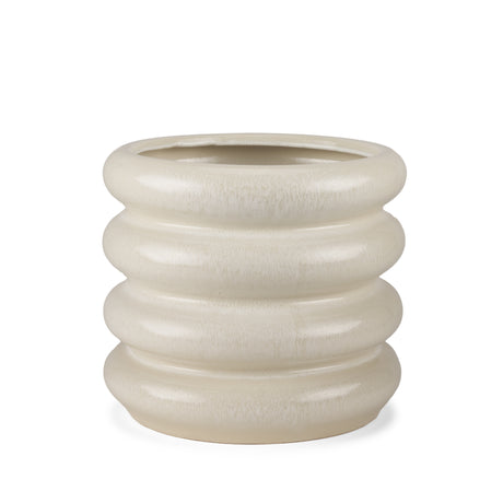 Twyla Short Cream Glazed Floor Vase from Mercana - Luna Furniture