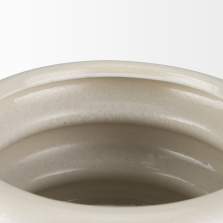 Twyla Short Cream Glazed Floor Vase from Mercana - Luna Furniture