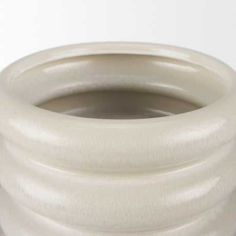 Twyla Short Cream Glazed Floor Vase from Mercana - Luna Furniture