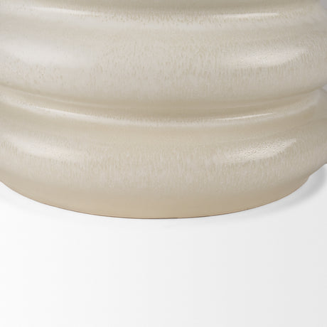 Twyla Short Cream Glazed Floor Vase from Mercana - Luna Furniture