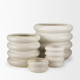 Twyla Short Cream Glazed Floor Vase from Mercana - Luna Furniture