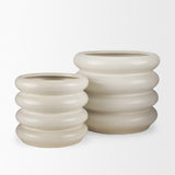 Twyla Tall Cream Glazed Floor Ceramic Vase from Mercana - Luna Furniture