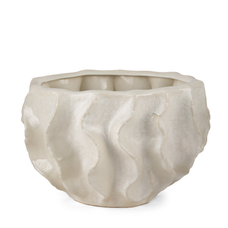 Vahn Sculptural Cream Glazed Decorative Ceramic Bowl from Mercana - Luna Furniture