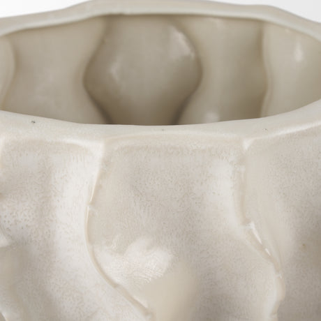 Vahn Sculptural Cream Glazed Decorative Ceramic Bowl from Mercana - Luna Furniture