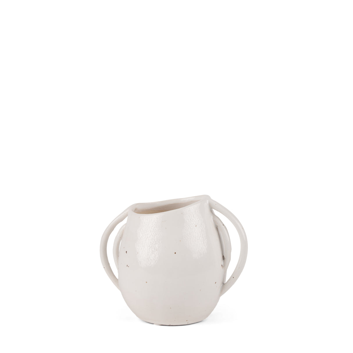 Urvi Short Off White Speckled Asymmetrical Ceramic Vase from Mercana - Luna Furniture