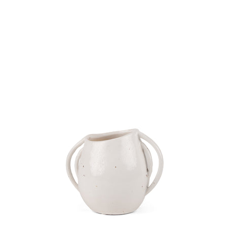 Urvi Short Off White Speckled Asymmetrical Ceramic Vase from Mercana - Luna Furniture