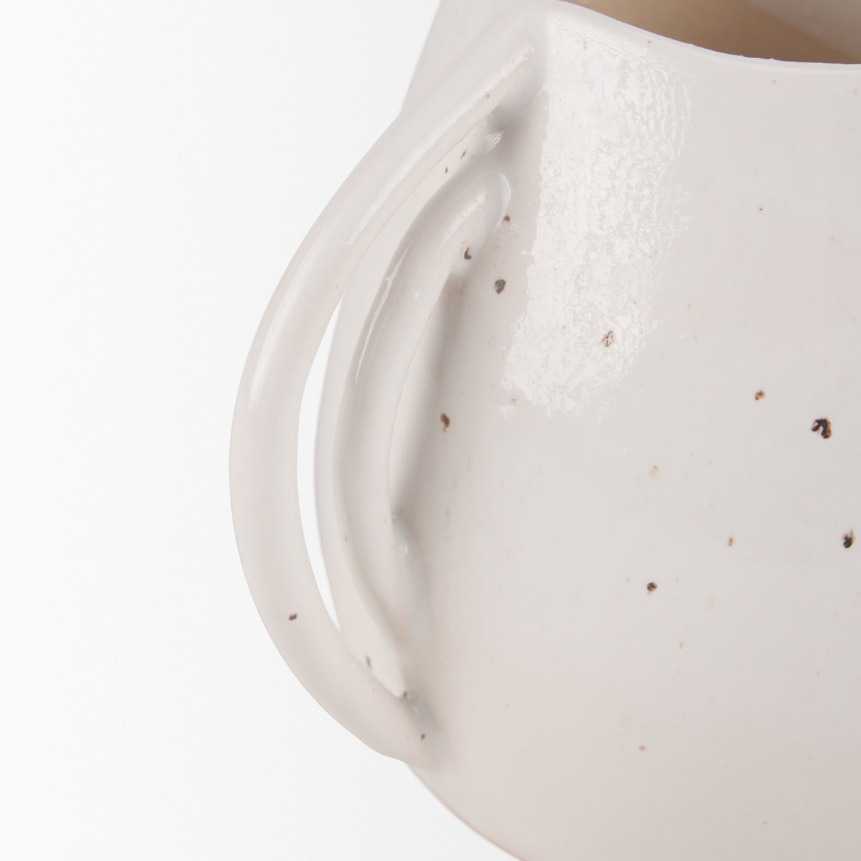 Urvi Short Off White Speckled Asymmetrical Ceramic Vase from Mercana - Luna Furniture