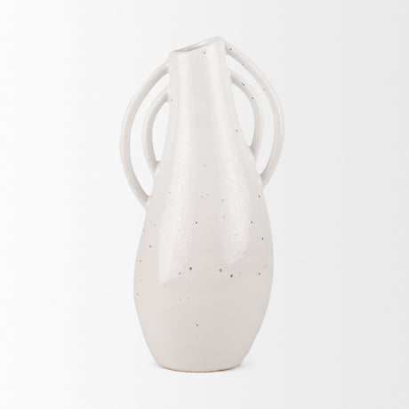 Urvi Tall Off White Speckled Asymmetrical Ceramic Vase from Mercana - Luna Furniture