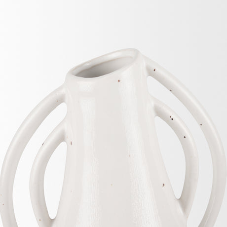 Urvi Tall Off White Speckled Asymmetrical Ceramic Vase from Mercana - Luna Furniture