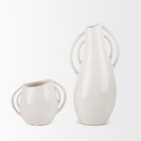 Urvi Tall Off White Speckled Asymmetrical Ceramic Vase from Mercana - Luna Furniture