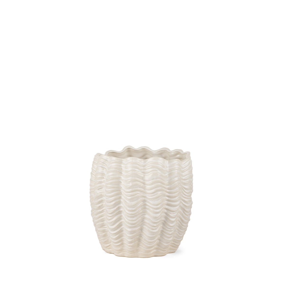 Velia Short Seashell Sculptural Cream Glazed Ceramic Vase from Mercana - Luna Furniture