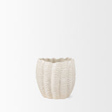 Velia Short Seashell Sculptural Cream Glazed Ceramic Vase from Mercana - Luna Furniture